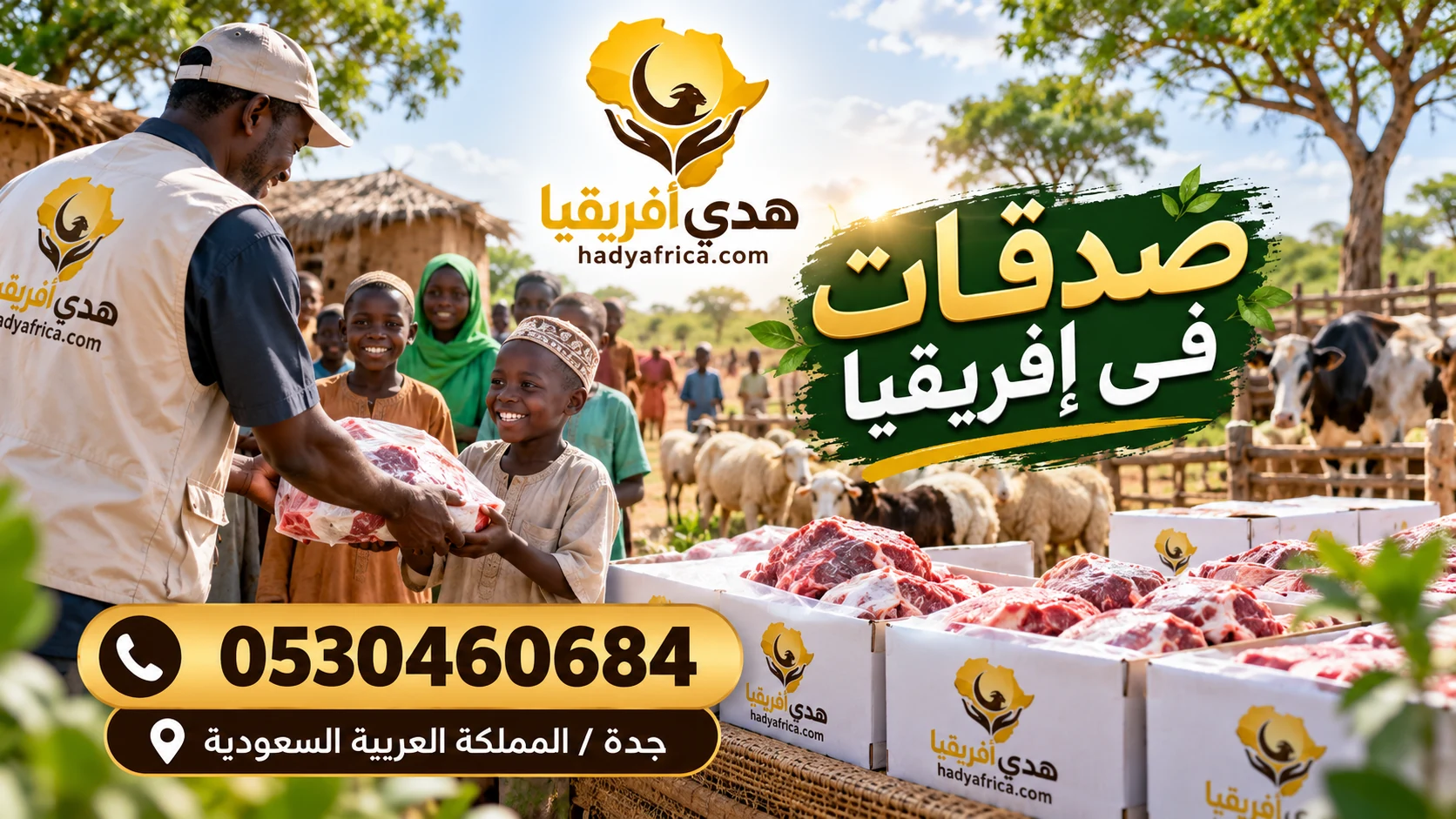 صدقات في افريقيا وتوزيع لحوم الذبائح على الفقراء عبر موقع هدي افريقيا مع توثيق بالفيديو